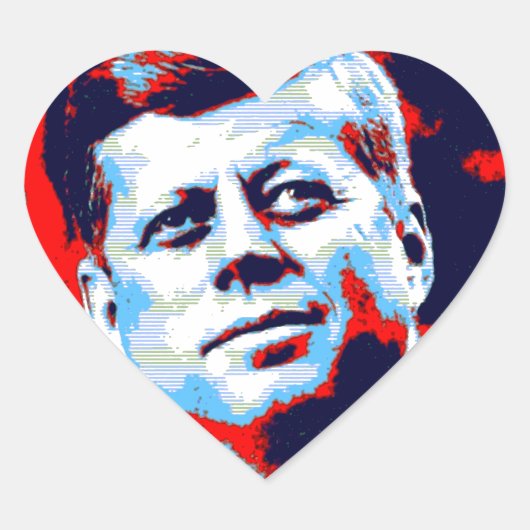 Pop Art JFK John F. Kennedy Red Blue Hart Sticker (Voorkant)