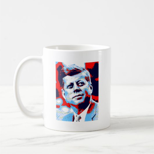 Pop Art JFK John F. Kennedy Red Blue Koffiemok (Links)