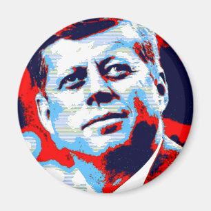 Pop Art JFK John F. Kennedy Red Blue Magneet
