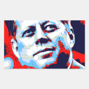 Pop Art JFK John F. Kennedy Red Blue Rechthoekige Sticker