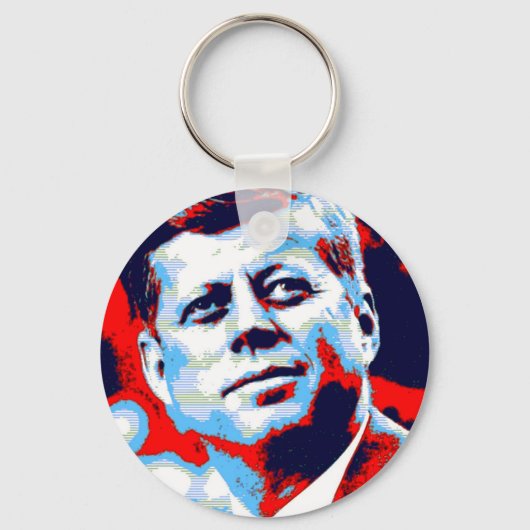 Pop Art JFK John F. Kennedy Red Blue Sleutelhanger (Voorkant)
