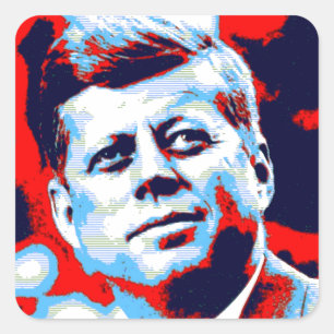 Pop Art JFK John F. Kennedy Red Blue Vierkante Sticker
