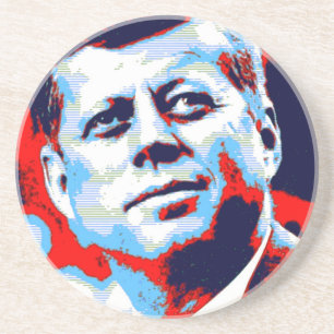 Pop Art JFK John F. Kennedy Red Blue Zandsteen Onderzetter