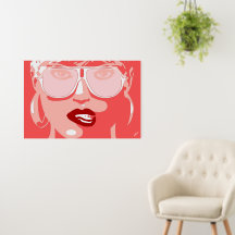Pop Art Jolie Femme Lunettes de soleil Rouge Lipst