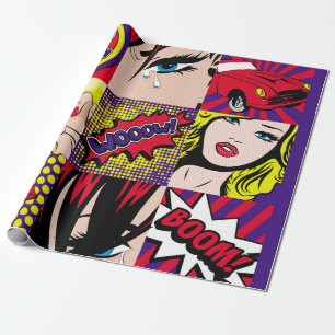 Pop art Kaart Illustrationart, pop, mooi, komiek,d Cadeaupapier