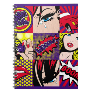 Pop art Kaart Illustrationart, pop, mooi, komiek,d Notitieboek