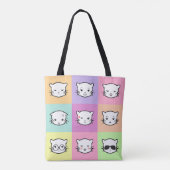 Pop Art Kawaii Cat Emoji Mix Draagtas (Achterkant)