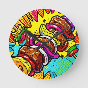 Pop Art Kebabexplosie Ronde Klok