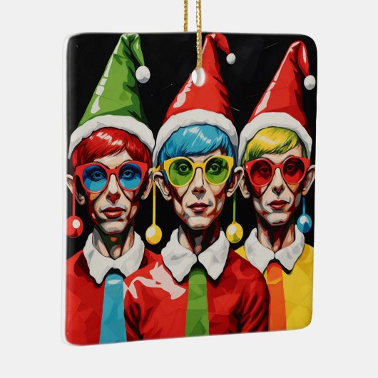 Pop Art Kerst Elfen Keramisch Ornament (Rechts)