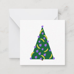 Pop Art Kerstboom met Appels & Bananen  Notitiekaartje
