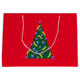 Pop Art kerstboom met appels en Bananas Red Groot Cadeauzakje