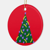 Pop Art kerstboom met appels en Bananas Red Keramisch Ornament (Links)
