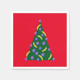 Pop Art kerstboom met appels en Bananas Red Servet