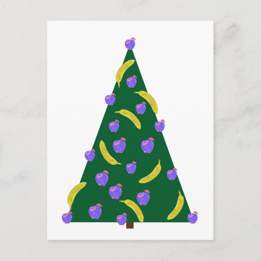 Pop Art kerstboom met appels en bananen Briefkaart (Voorkant)