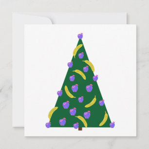 Pop Art Kerstboom met Appels en Bananen Feestdagenkaart
