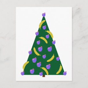 Pop Art Kerstboom met Appels en Bananen Feestdagenkaart