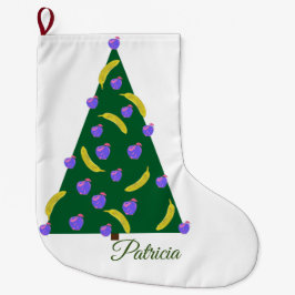 Pop Art kerstboom met appels en bananen Grote Kerstsok