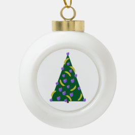Pop Art kerstboom met appels en bananen Keramische Bal Ornament