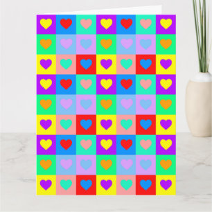 Pop Art Kleurrijk Hart Patroon Kaart