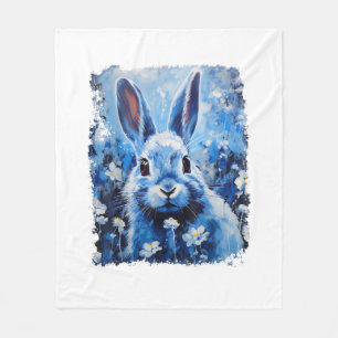 Pop Art Kleurrijke Bunny Konijn Blauw Fleece Deken