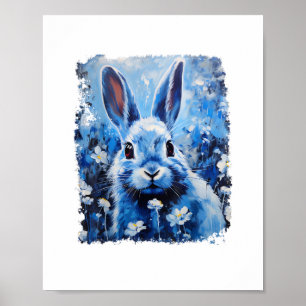 Pop Art Kleurrijke Bunny Konijn Blauw Poster
