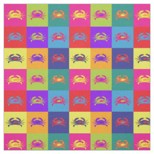 Pop Art Kleurrijke krabpatroon Stof