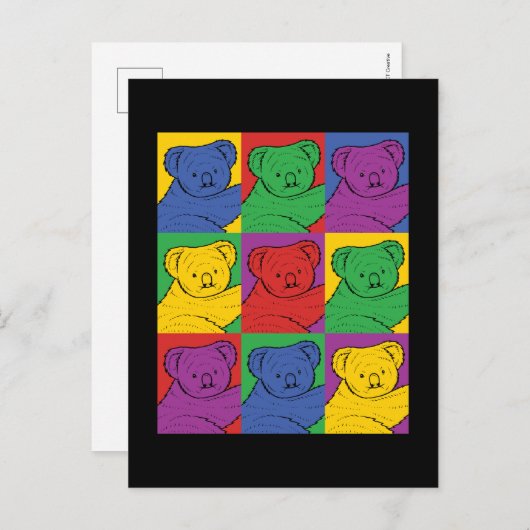 Pop Art Koala Briefkaart (Voorkant / Achterkant)