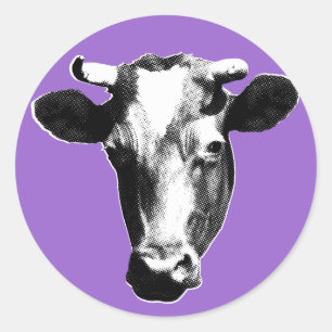 Pop Art Koe Ronde Sticker