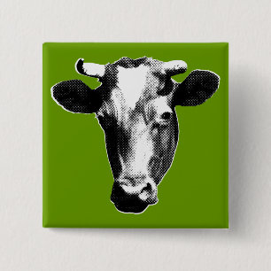 Pop Art Koe Vierkante Button 5,1 Cm