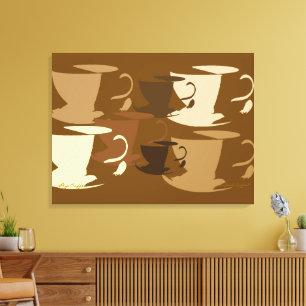 Pop Art Koffie op Canvas Afdruk