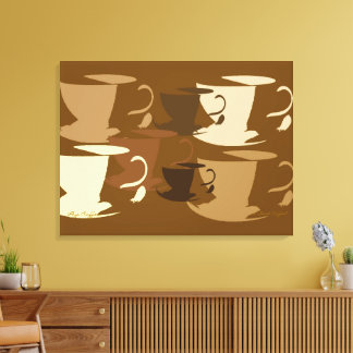 Pop Art Koffie op Canvas Afdruk