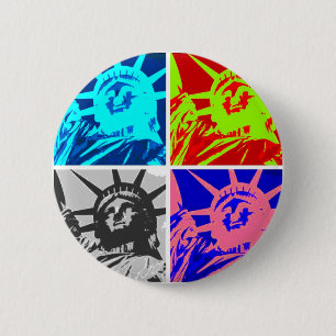 Pop Art Lady Liberty New York City Ronde Button 5,7 Cm