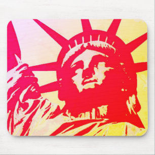 Pop Art Lady Liberty New York City Rood Geel Muismat