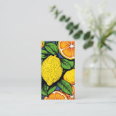 pop art lemons limes with qr code visitekaartje (Staand voorkant)