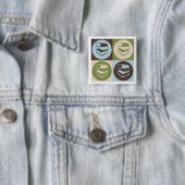 Pop Art Library Work Vierkante Button 5,1 Cm (In situ)