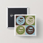 Pop Art Library Work Vierkante Button 5,1 Cm (Voorkant /achterkant)