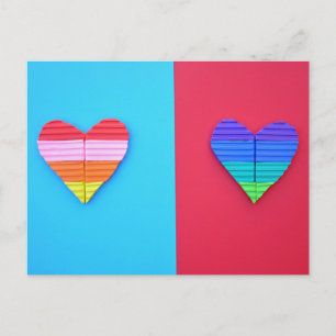 Pop Art Liefde Twin Regenboog Harten Briefkaart
