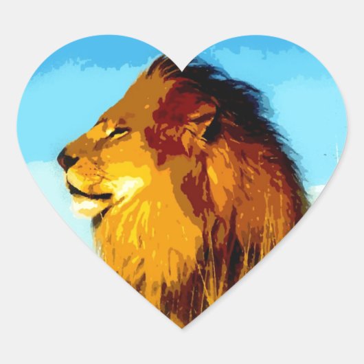 Pop Art Lion Hart Sticker (Voorkant)