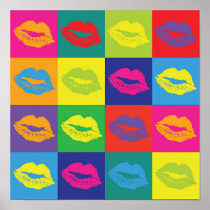 Pop Art Lips Kiss Marks Kleurrijk Poster