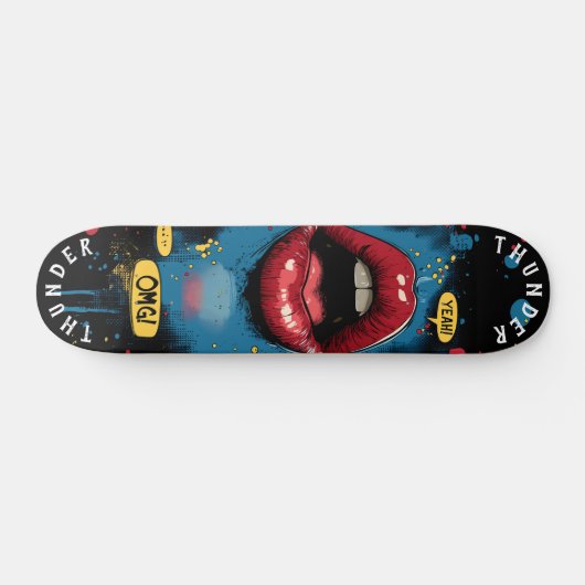 Pop Art Lips met Comic Expressions - Bold Retro Skateboard (Horizontaal)