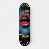 Pop Art Lips met Comic Expressions - Bold Retro Skateboard (Voorkant)