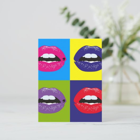 Pop Art Lips Pattern-ontwerp Briefkaart (Staand voorkant)