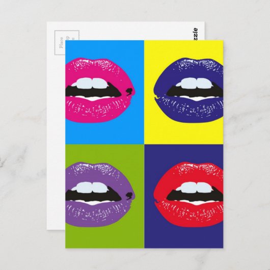 Pop Art Lips Pattern-ontwerp Briefkaart (Voorkant / Achterkant)
