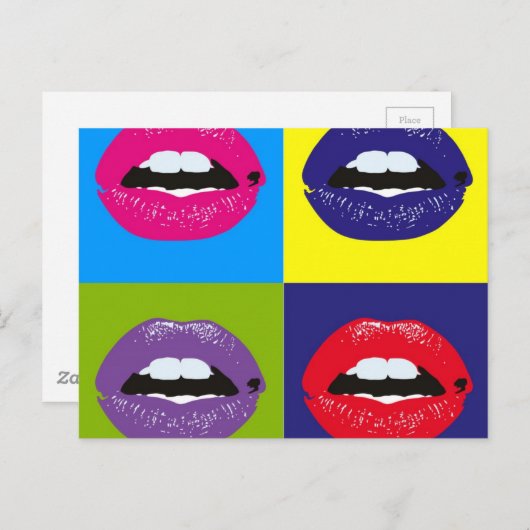 Pop Art Lips Pattern-ontwerp Briefkaart (Voorkant / Achterkant)