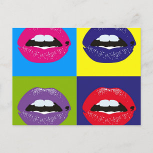 Pop Art Lips Pattern-ontwerp Briefkaart