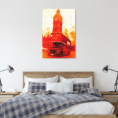 Pop Art London Bus Big Ben Red Orange Yellow Canvas Afdruk (Insitu (Slaapkamer))