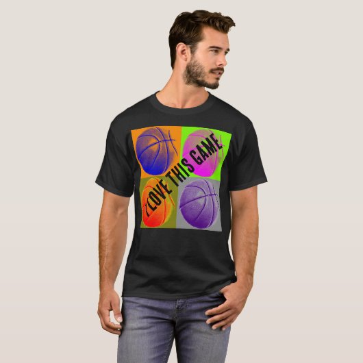 Pop Art Love Basketbal Spel T-shirt (Voorkant volledig)