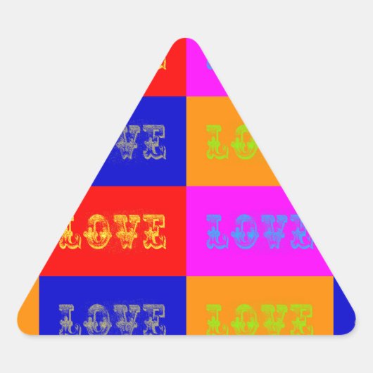 Pop Art Love Driehoek Sticker (Voorkant)