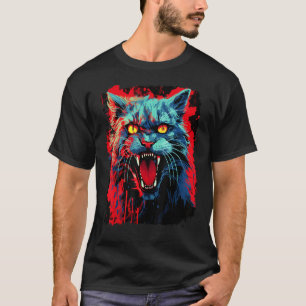 Pop Art Maine Coon Zombie Kat Halloween Ontwerp T-shirt
