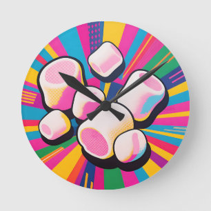 Pop Art Marshmallow Explosie Ronde Klok